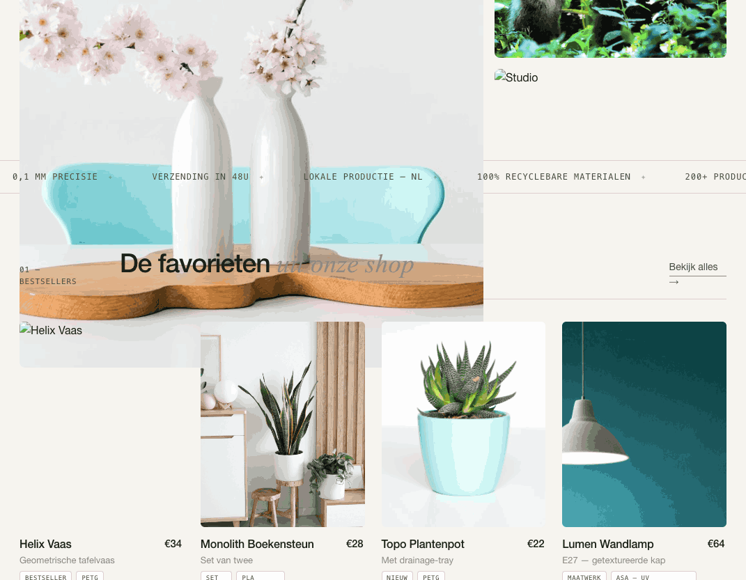 Op bestelling geprinte vaas